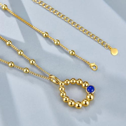 NUZON Sunburst Heart / 2-Tone Interlocking/CZ Evil Eye/Single Pearl/Love Heart Pendant Necklace for Women 14K Gold Chain Necklace Chunky Statement Jewelry - color: Lapis Lazuli Teardrop Pendant