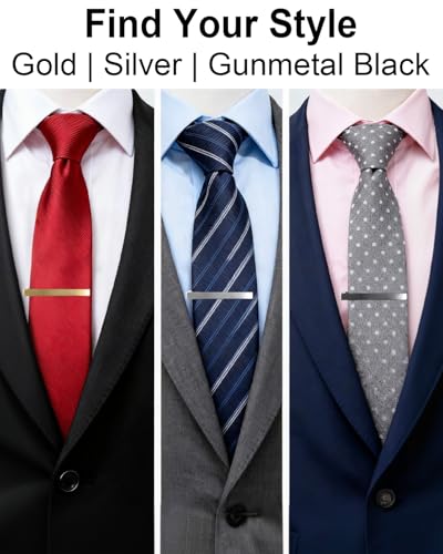 Brush Tie Clips for Men Gold Silver Black, Oahcizelm 2.36in Tie Bar & Pin | Solid Brass Tie Clips with Gift Box. Men's Accessories ideal for Business, Wedding, Formal Event, Husband, Boyfriend, Father - style: Gunmetal Black