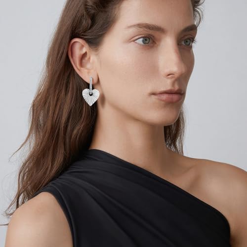 Gold Small Hoop Earrings for Wome | 14K Gold Plated Dainty Small Huggie Earrings S925 Sterling Silver Post Lightweight Drop/Dangle Huggie Earrings - color: Silver Heart Hoops