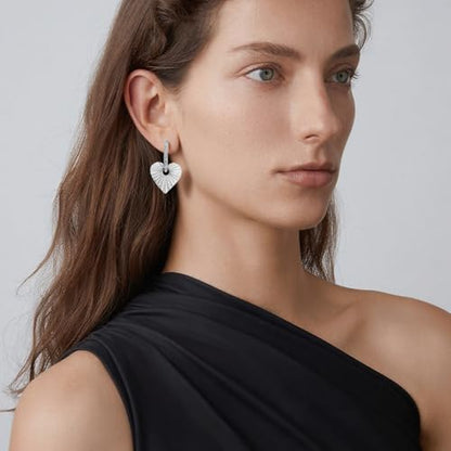 Gold Small Hoop Earrings for Wome | 14K Gold Plated Dainty Small Huggie Earrings S925 Sterling Silver Post Lightweight Drop/Dangle Huggie Earrings - color: Silver Heart Hoops