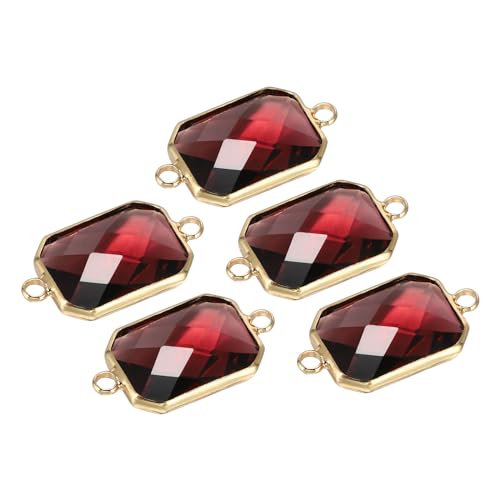 PATIKIL Birthstone Connector Link, Diamond Clear Charm Links, Glass Jewelry Findings Crystal Bead Link for Drop Dangle Pendants Necklace Bracelet Earring - color: Light Red