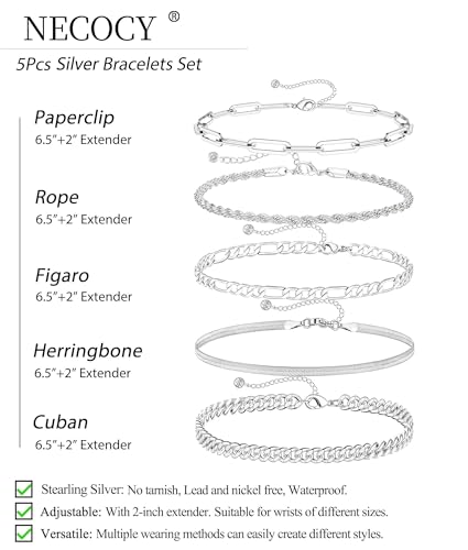NECOCY Gold Bracelets Sets for Women Waterproof | Non Tarnish Gold Plated Cuban Paperclip Link Chain Stackable，Trendy Jewelry Accessories Gifts for Women - style: 6Pcs BRACELET SET-02