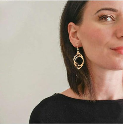 18k Gold Plated Dangle Earrings Set Metal Geometric Bar Earrings Long Leaves Tassel Threader Earrings Set For Women (4PC)