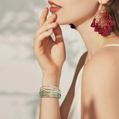 Wrapped Bracelets for Women,Leather Boho Bracelets for Women - color: Leather-LightGreen
