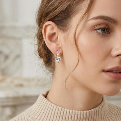 18K Gold Plated Hoop Earrings for Women,14mm Small Minimalist Heart CZ Huggie Hoops,Jewelry Gift for Her