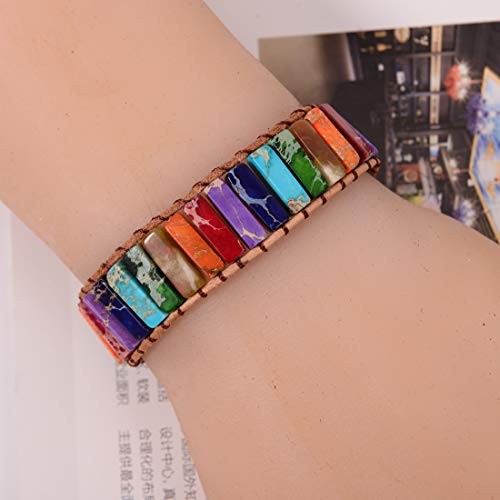 YGLINE Boho Handmade Wrap Leather Tube Crystal Stone Bracelet for Women - color: mix tube