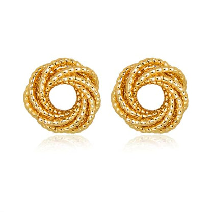 Love Knot Stud Earrings for Women Gold Plated Knot Earrings Geometric Twisted Statement Earrings Trendy Jewelry - color: Gold 17mm Knot