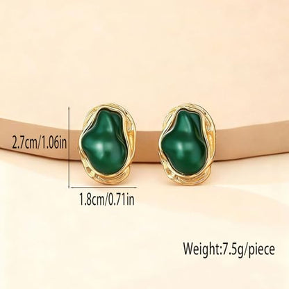 Boho Pearl Statement Earrings for Women Irregular Pearl Earrings | Big Round Freshwater Pearls Bridal Gold Earring Beach Ocean Vacation Jewelry - style: A Green-BoldHeavy