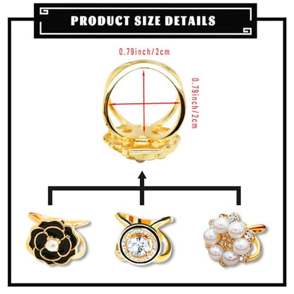 3pcs Elegant Rhinestone Daisy FLowers Scarf ring Buckle for Lady Heart Crystal Rhinestone Scarves Clip Buckle for women - color: Scarf clip L-3PCS