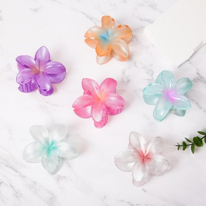 6 Pcs Flower Hair Claw Clips for Women Girls, Hawaiian Hibiscus Hair Clips, Tropical Summer Beach Hair Accessories - color: Hawaiian