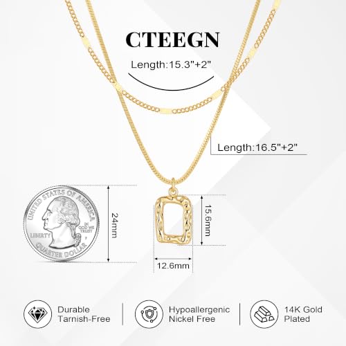 14K Gold/Silver Plated Dainty Snake Chain Layered Necklace for Women | Irregular Oval Pendant Minimalist Dainty Statement Gold Layering Everyday Jewelry - color: Gold - Light