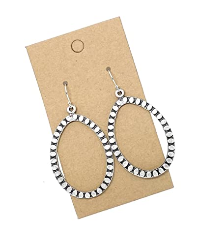 Oval Teardrop Detail Hoops on Sterling Silver Earrings