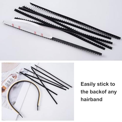 Pndeyo 10pcs Headband Teeth Strips for DIY, 7.09x0.2, Black | Silicone, Anti-Slip, Self-adhesive, Hair Bands Teeth, for Women Girls Headbands Hair Accessories Craft - color: Black-7.09"x0.2"