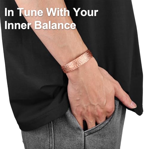 Pure Copper Bracelet – Copper Bracelet for Men & Women – 100% Solid, Raw & Uncoated Handmade Hammered Tibetan Cuff Bangle - color: Classic Hammered Texture