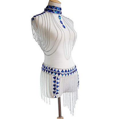 Women's Sexy Suit Body Chain - color: F-Silvery Colour