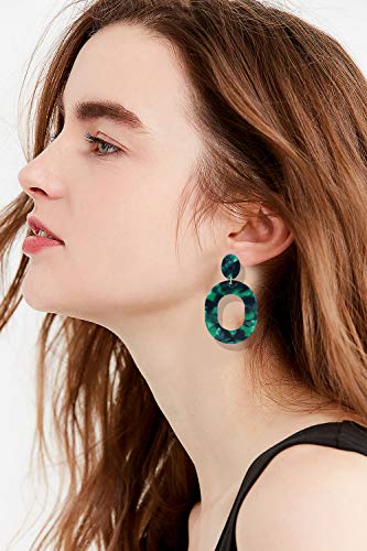 Acrylic Earrings For Women Statement Geometric Earrings Resin Acetate Drop Dangle Earrings Mottled Hoop Earrings Fashion Jewelry - color: E:Green
