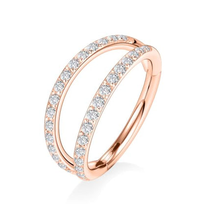 AROWRO Conch Piercing Jewelry Nose Rings Hoops Septum Cartilage Helix Rook | Surgical Steel Gold Silver Cartilage Earrings for Women Tragus Helix Piercing Jewelry 16G 18G 20G With Cubic Zirconia Opal - color: Rose Gold-D1 Clear CZ, size: 16G(1.2mm)-10mm
