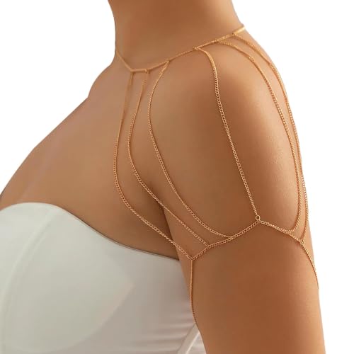 Multi-Layered Tassel Shoulder Body Chain Necklace Wedding Shoulder Back Chain Festival Upper Arm Bracelet Body Accessory for Women
