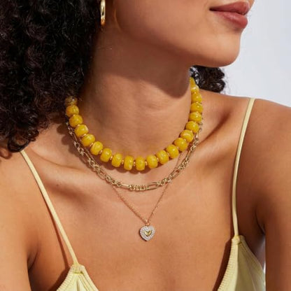 Chunky Beaded Necklace for Women, Colorful Trendy Statement Summer Jewelry Gift - color: necklace-25