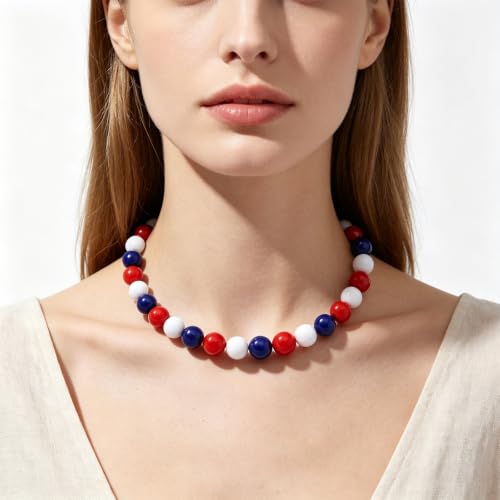 Chunky Beaded Necklace for Women 16mm Round Bead Resin Modern Statement Necklace Jewelry Accessories - color: colorful 07