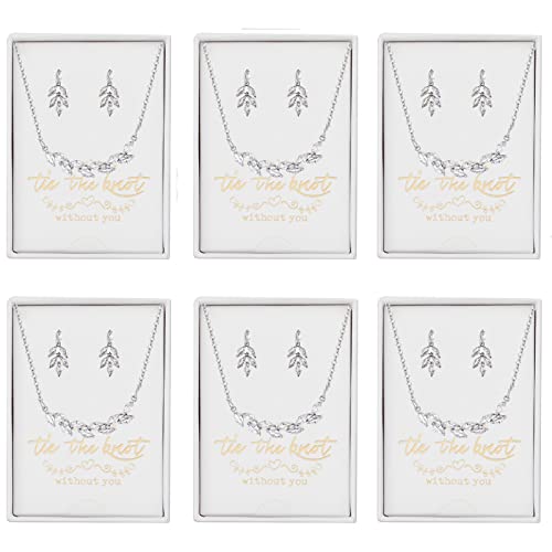 DHQH Bridesmaid Earrings Necklace Set Proposal Gifts Set for Women Leaf Pendant Necklace set of 4/6 Wedding Jewelry - color: XL00106-6set