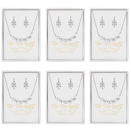 DHQH Bridesmaid Earrings Necklace Set Proposal Gifts Set for Women Leaf Pendant Necklace set of 4/6 Wedding Jewelry - color: XL00106-6set