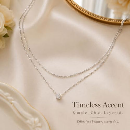 Gold Neklace Stack Dainty Gold Herringbone Necklace for Women Layered Paperclip Chain Necklaces Rhinestone Drop Simple Jewelry Gifts for Women - color: A4:2pcs-silver