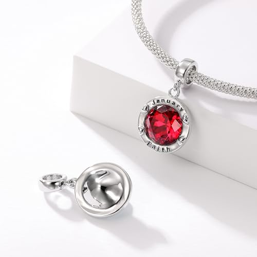 Birthstone Charms for Women Bracelets Birthday Bead Charms fit Pandora Bracelets Mothers Day Gifts for Women - color: 01-January(Garnet)