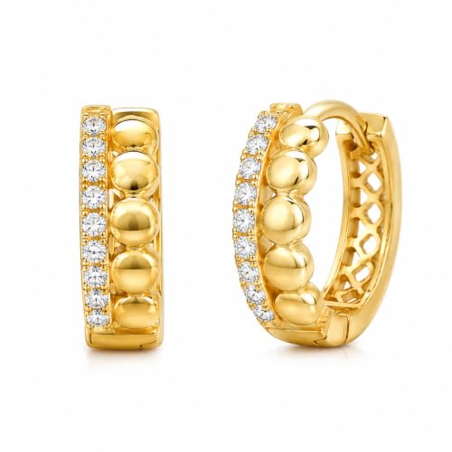 Gempires Huggie Hoop Earrings for Women | Cubic Zirconia Fashion Earrings Collection | Gold, Silver & Rose Gold Tone Styles | Lightweight Everyday Jewelry - color: Amara Diamond Hoop