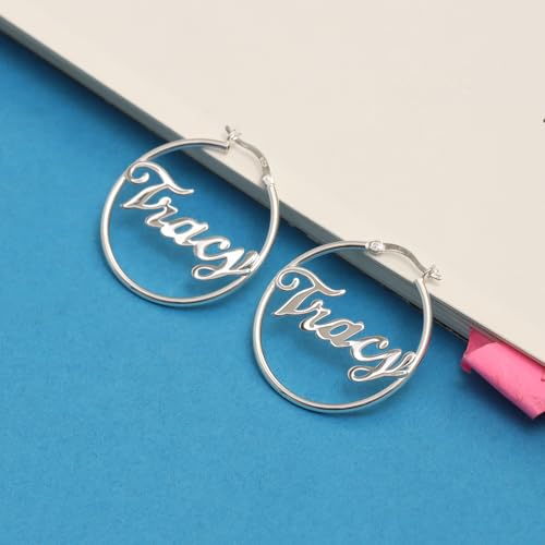 Charmsy 925 Sterling Silver Hoop Earrings | Lightweight Italian 2.5mm Tube Diamond-Cut Round Classic Hoops Earring for Women | Size 15/20/25/30/35/40/50/60/70mm | Small Medium Large - color: Personalized Hoop, size: 30 MM