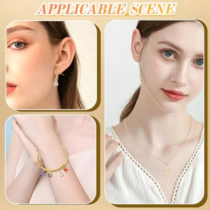 Riwiuue Letter Charms for Jewelry Making | Includes 156 Gold & Enamel Initial Charms and 200 Jump Rings for Keychains, Bracelets, Necklaces, DIY Crafts - color: Gold ＆ Colorful Charm Set