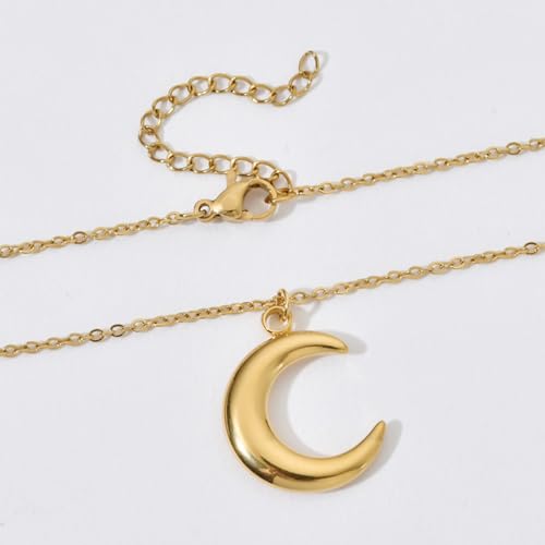 Sunflower Fidget Necklace for Women Gold Moon Necklace Rotating Heart Necklaces Spinning Crystal Flower Anxiety Necklaces Crescent Moons Jewelry Accessories - color: Moon