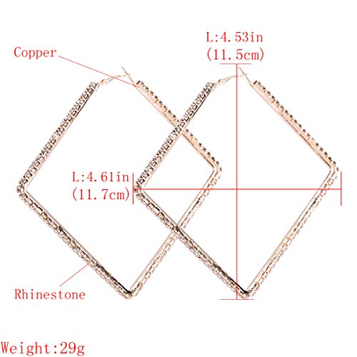 Wekicici Large Rhinestone Hypoallergenic Hoop Earrings Exaggerate Big Crystal DiamondHoop Earrings Earrings for Women Fashion Wedding Accessories(Silver) - color: silver