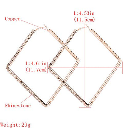 Wekicici Large Rhinestone Hypoallergenic Hoop Earrings Exaggerate Big Crystal DiamondHoop Earrings Earrings for Women Fashion Wedding Accessories(Gold) - color: gold