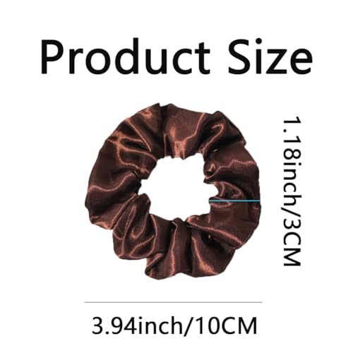Silk Hair Ties Ponytail Holder Hairs Bow Ropes Elastics Hairtie Accessories Wide 0.8inch on Hair No Damage No Crease for Women Curly Thick Wavy Hair(30Pcs Brown) - color: Brown