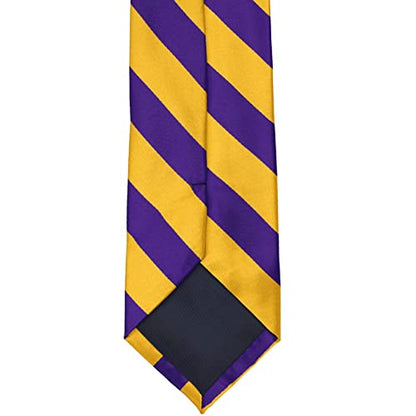 tiemart Men's Striped Tie Standard Length - color: Dark Purple and Golden Yellow