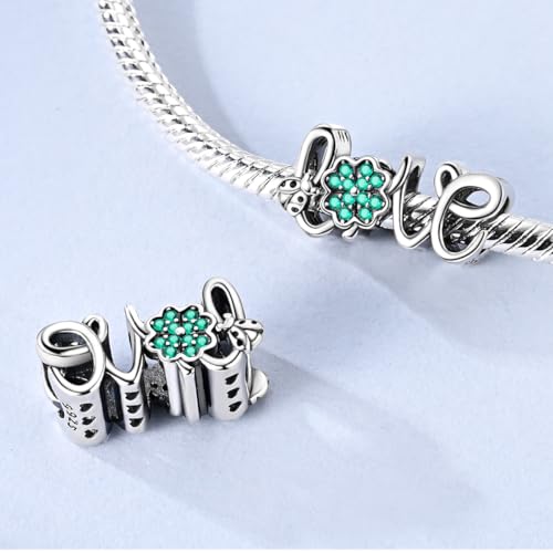 NARMO 925 Sterling Silver Charm Bead for Bracelets Silver Charms for Women - color: LOVE