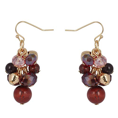 Coiris 3 Layers Illusion Wire Beaded Statement 19.5" Necklace for Women - color: ST0001-wine