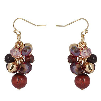 Coiris 3 Layers Illusion Wire Beaded Statement 19.5" Necklace for Women - color: ST0001-wine
