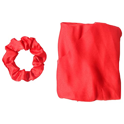 3PCS Hair Scarf Scruncheis for Women Knotted Bow Hair Ties Elastic Bands Satin Hair Ribbon Scrunchy Red Ponytail Holder for Women and Girls (Red Yellow Blue) - color: Red Yellow Blue