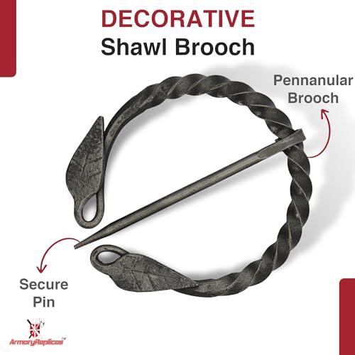 Armory Replicas™ Hand-Forged Viking & Celtic Cloak Pin Brooch – Medieval Fibula for Costumes, Reenactments, Cosplay & Historical Dress Accessories - style: Design 3