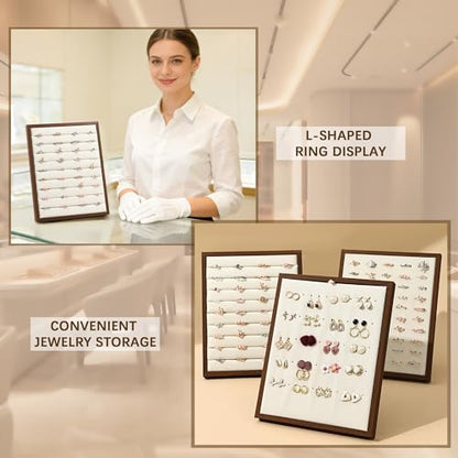 Homeanda Velvet 9 Long Slots Ring Earring Jewelry Display Tray Organizer Holder Jewelry Display Board for Showcase, Counter, Home Use (9 Slot) - style: L-Shape 9 Long Slots