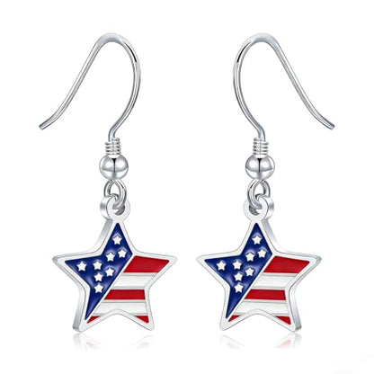 4th of July Earrings,Patriotic Dangle Stud for Women, Fourth of July Jewelry for Veterans Day - color: E