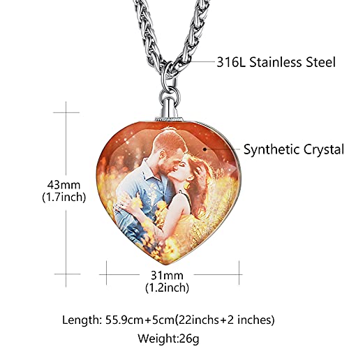 Custom4U Personalized Photo Necklace - Custom Heart/Oval/Round Charm Necklaces with Picture + Chain Adjustable - Stainless Steel/Acrylic Pendant Memorial Jewelry Christmas Gifts for Women - color: F-Heart Shaped