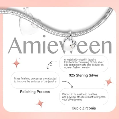 Birthstone Charm, Heart Charm Pendant Dangle with CZ, for Anniversary Birthday Mothers Valentines Day Christmas Graduation, for Yourself Family Mom Friend Girlfriend Sister Grandma - style: Jun.