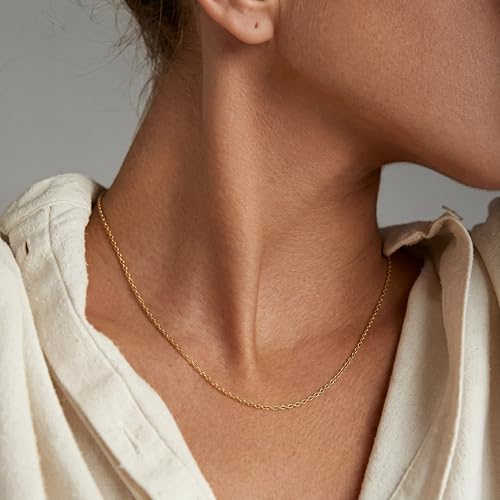 Gold Necklaces for Women 14K Gold Chain for Women Gold Cable Chain | Dainty Gold Cable Chain Necklace for Womens Simple Cable Chain for Men Necklaces 14-26” 14k gold necklaces for women men - size: 24in-60cm, style: 1.0mm