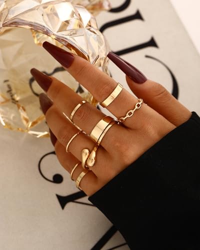 YEEZII 56 Pcs Gold Jewelry Set for Women with 5Pcs Layered Necklace, 5Pcs Layered Necklace, 12 Bracelets, 4 Hoop Earrings, 8 Stackable Rings, 10 hairpins, 12 Studs Earrings Jewerly set for Women - color: Gold-A
