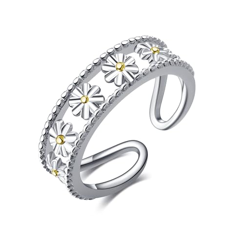 Celtic Knot/Mushroom/Ladybug Toe Rings Sterling Silver Irish Celtic Adjustable Toe Band Ring Pinky Rings Foot Jewelry for Women - style: Daisy
