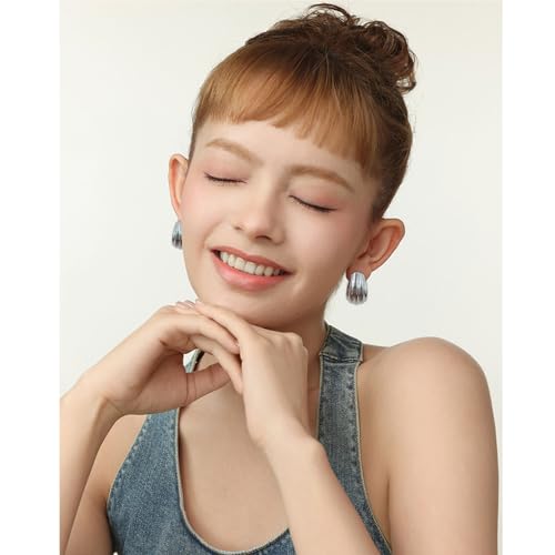 Statement Chunky Gold Earrings for Women Unique Square Stainless Steel Heaven Mayhem Button Stud Earrings Trendy Jewelry - style: Silver Geometric