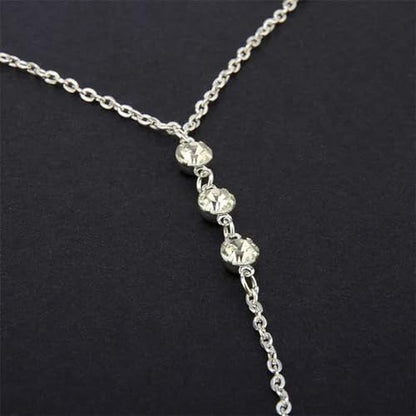 Rhinestone Back Chain Bridal Backdrop Necklace Chain for Backless Dress | Women Open Back Necklace, Summer Back Body Jewelry - color: Silver